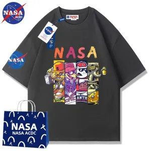 Replica Designer NASA Men Cartoon Print Short Sleeve T-Shirt