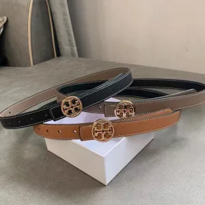 Wholesale Replica Designer Tory Burch Women Casual Lychee Double-Sided Round Buckle Temperament Belt